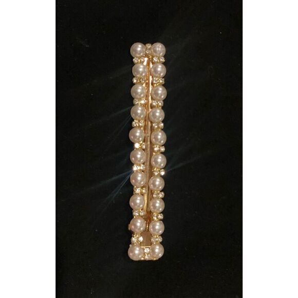 Hair Clips Set of 4 Pearls & Rhinestones Party Holidays - Picture 3 of 9